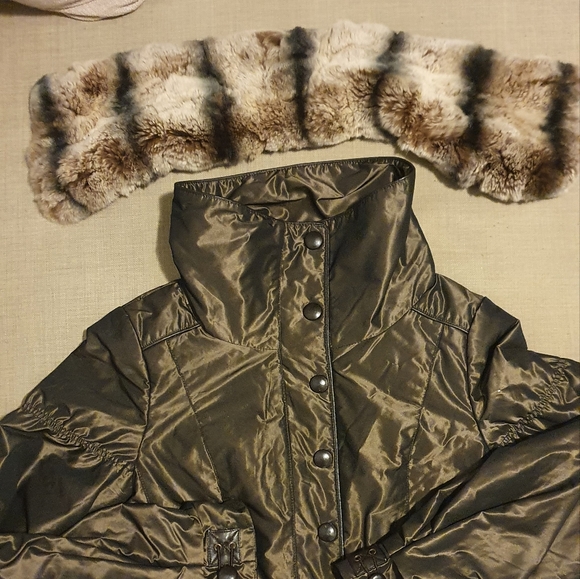 Danier Thinsulate Bomber with Removable Rabbit Fur Collar 2XS Brown - Picture 3 of 16